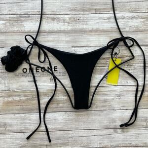 OneOne Swimwear ARIEL Bikini Bottom Medium Black Tie-Side Skimpy Midnight Black